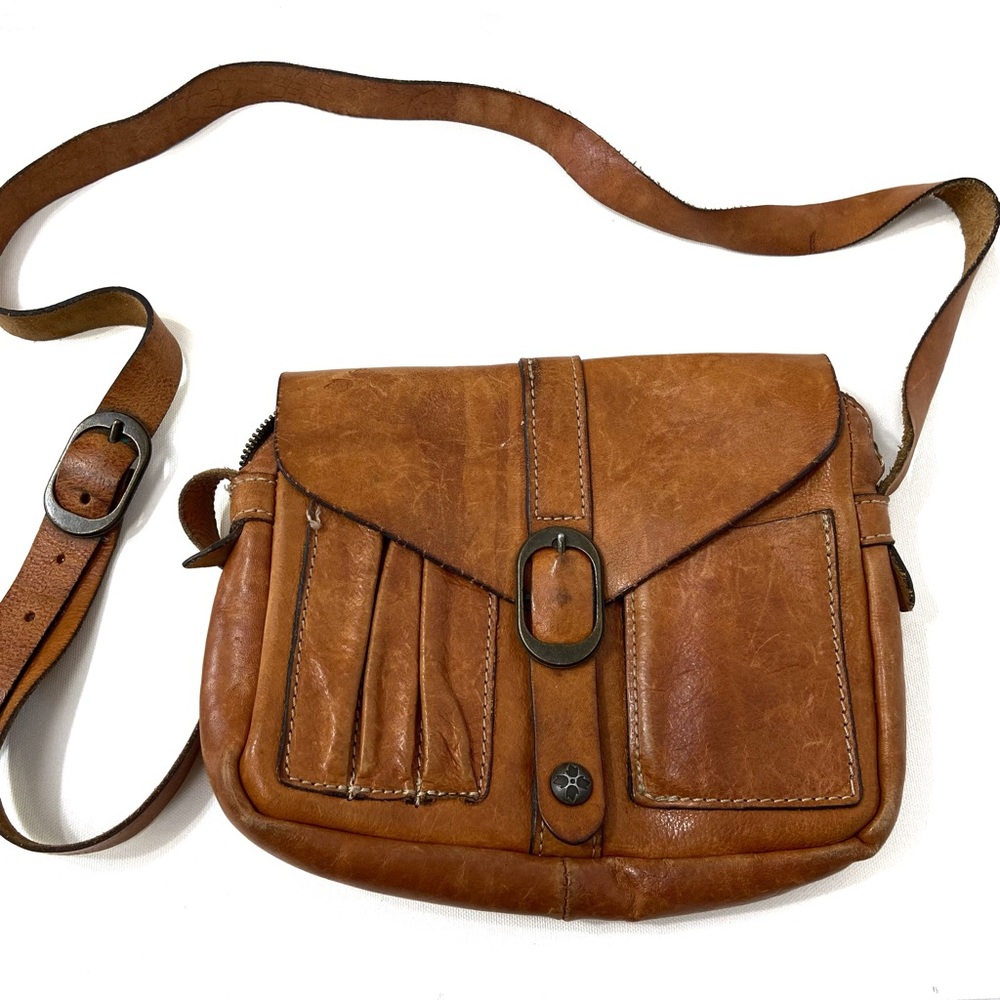 PATRICIA NASH LEATHER SATCHEL FLAP STAMPED CROSSBODY BAG